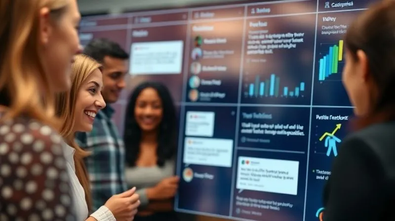 A photorealistic image of a diverse group of clients giving positive feedback and testimonials to a freelancer on a digital dashboard. The freelancer is smiling confidently. Cinematic lighting, sharp focus on the feedback, depth of field blurring the background. 8K hyper-detailed, shot on a high-end DSLR.