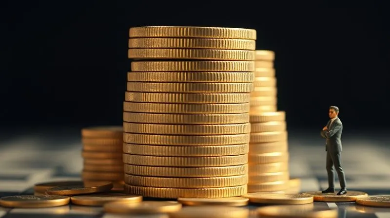 A photorealistic image of a stack of coins growing into a sturdy financial fortress, with a small, determined consultant figure standing by, cinematic lighting, sharp focus, depth of field. 8K hyper-detailed, professional photography, shot on a high-end DSLR.