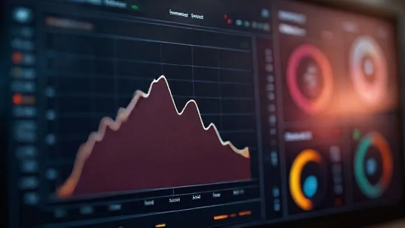 A photorealistic digital dashboard displaying various project performance metrics. One prominent graph shows a clear downward trend in project progress, with other metrics like budget overrun and task completion rates also indicating issues. The dashboard has a modern, clean interface with subtle alerts. Cinematic lighting, sharp focus on the declining graph, depth of field blurring the background elements slightly. 8K hyper-detailed, professional photography.