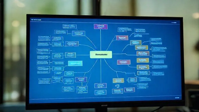 A photorealistic image of a complex flowchart or mind map on a digital screen, illustrating a well-organized campaign structure with distinct branches for different objectives and audience segments. The branches are color-coded for clarity. Cinematic lighting, sharp focus, depth of field. 8K hyper-detailed, professional photography.