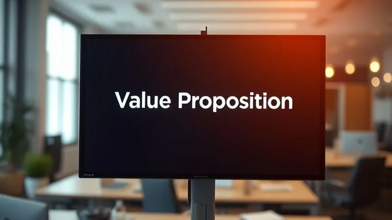 A photorealistic, professional photography of a clear, concise value proposition statement displayed prominently on a digital screen, surrounded by a subtle aura of understanding and clarity. The background is a gently blurred office environment, suggesting problem-solving and focus. Cinematic lighting highlights the text, sharp focus, depth of field, 8K hyper-detailed, shot on a high-end DSLR.