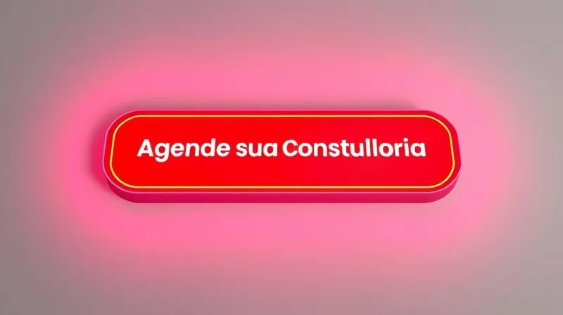 A photorealistic image of a vibrant, clearly designed call-to-action button (e.g., "Agende Sua Consultoria Gratuita") glowing on a minimalist web page. The button is centrally focused, with subtle arrows or lines guiding the viewer's eye towards it. Cinematic lighting, sharp focus on the button, depth of field blurring the surrounding page elements. 8K hyper-detailed, shot on a high-end DSLR.