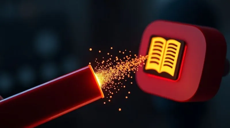 A photorealistic image of a magnet attracting small, glowing digital bits towards a stylized ebook icon, representing lead generation. Cinematic lighting, sharp focus, 8K, professional photography, shot on a high-end DSLR.