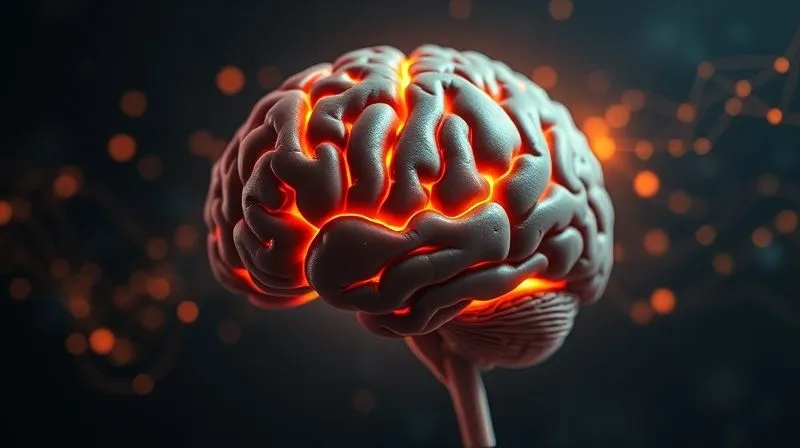 Photorealistic image of a human brain with different sections subtly highlighted, representing emotion and logic, surrounded by abstract glowing lines of data. professional photography, 8K, cinematic lighting, sharp focus, depth of field, shot on a high-end DSLR.