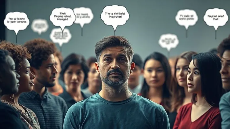 A photorealistic image of a diverse group of people from different backgrounds, each with a thought bubble above their head showing a unique problem or desire, connected by subtle lines to a central figure who is listening intently with an empathetic expression. Cinematic lighting, sharp focus on the central figure, depth of field blurring the background, 8K hyper-detailed, professional photography, shot on a high-end DSLR.