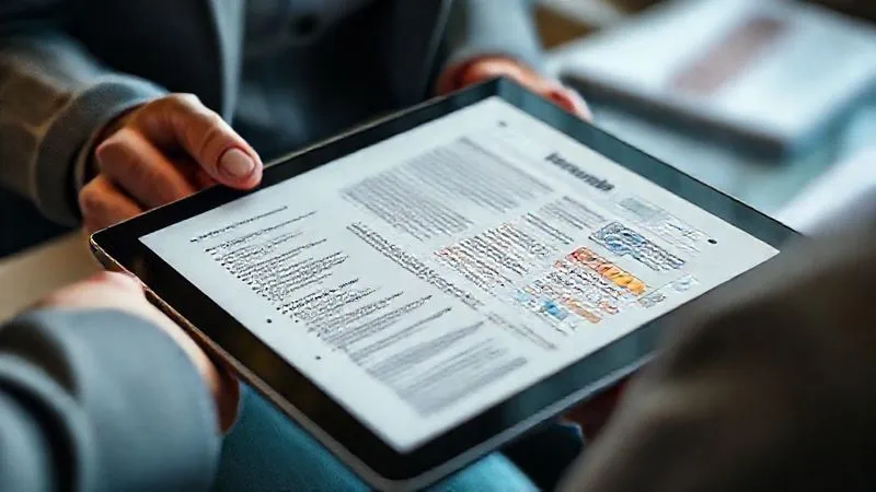 A photorealistic image of a detailed, well-organized design brief document open on a tablet, with annotations and color swatches, professional photography, 8K, cinematic lighting, sharp focus on the details of the brief, depth of field blurring a designer's hands in the background.