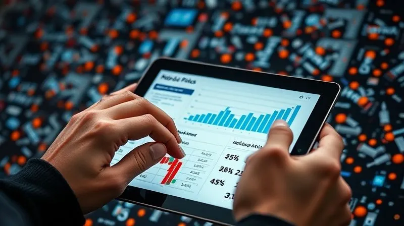 A photorealistic close-up of a designer's hands meticulously organizing scattered data points into a clear, structured infographic layout on a digital tablet. The background shows a chaotic array of raw data, while the tablet screen displays a refined, engaging visual. Cinematic lighting, 8K hyper-detailed, sharp focus on the hands and tablet, depth of field blurring the background chaos, shot on a high-end DSLR, conveying transformation from disorder to clarity.
