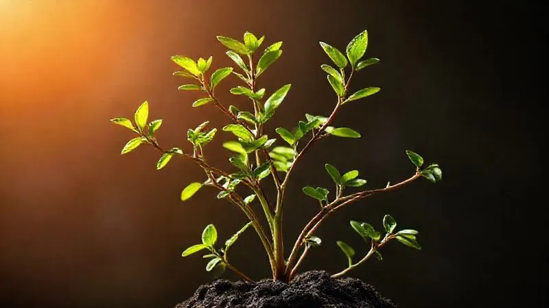 A photorealistic image of a vibrant, healthy plant with multiple strong branches growing in different directions from a solid base, symbolizing diversified income streams for a freelancer. Professional photography, 8K, cinematic lighting.