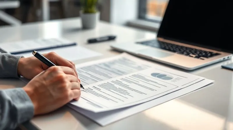 A photorealistic image of a detailed project brief document being meticulously reviewed on a clean, modern desk, with a pen highlighting key sections. Cinematic lighting, sharp focus on the document, depth of field blurring a laptop in the background, 8K hyper-detailed, shot on a high-end DSLR.