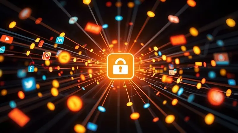 A photorealistic image of a complex digital network or web, with glowing nodes representing different traffic channels (social media icons, search bar, website URL) converging towards a central, brightly lit 'client' icon. Cinematic lighting, sharp focus, depth of field, 8K hyper-detailed, shot on a high-end DSLR.