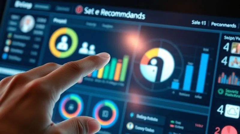 A photorealistic close-up of a freelancer's hand interacting with a holographic e-commerce dashboard, displaying personalized product recommendations tailored to a specific customer profile. The interface is sleek and futuristic, with data points and customer segments clearly visible, cinematic lighting, 8K hyper-detailed, shot on a high-end DSLR.