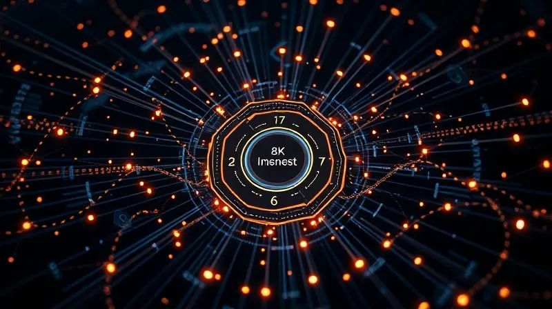 A photorealistic image of a complex data visualization, showing interconnected segments and personalized user journeys. The data points are glowing, representing insights, in a dark, futuristic setting with cinematic lighting. Sharp focus on the central data hub, 8K hyper-detailed.