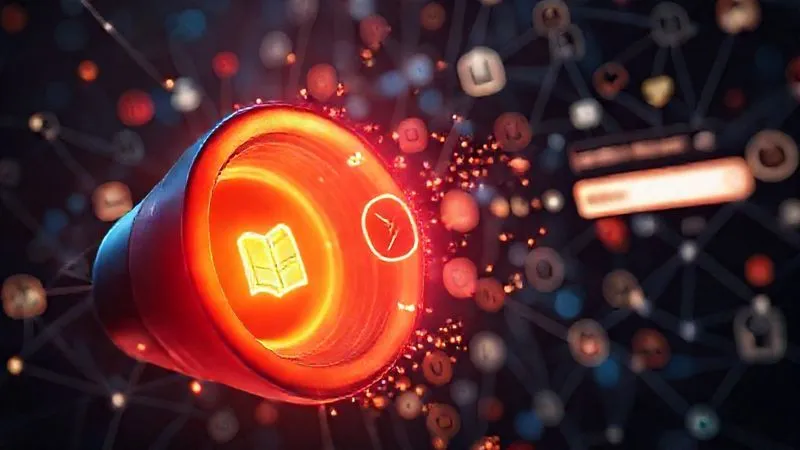 A photorealistic, professional photography of a vibrant, glowing digital funnel with various lead magnets (e-book icon, checklist icon, video play button) flowing into it. The background shows a subtle network of social media icons and search bar elements, symbolizing diverse lead generation sources. Cinematic lighting, sharp focus, depth of field, 8K hyper-detailed.