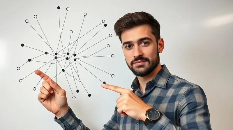 A photorealistic image of a person confidently connecting dots on a whiteboard, illustrating a complex web of skills and experiences transforming into a clear, linear career path. The individual is pointing at the board with a determined expression. Cinematic lighting, sharp focus, 8K hyper-detailed.