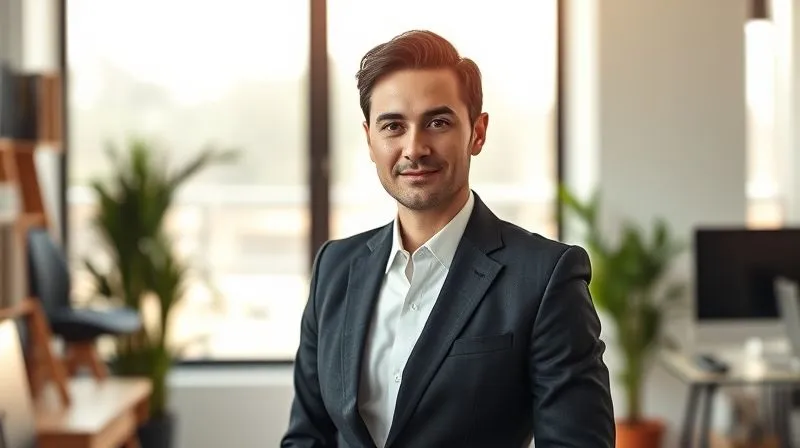A confident digital freelancer, subtly glowing with success, with a strong personal brand represented by a minimalist, elegant logo subtly integrated into their professional attire, standing in a modern, sunlit office. Photorealistic, professional photography, 8K, cinematic lighting, sharp focus on the freelancer's determined yet approachable expression, depth of field blurring the background, shot on a high-end DSLR.