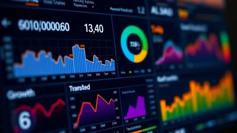 A photorealistic image of a digital marketing dashboard showing metrics like website traffic, lead generation, and conversion rates, with a focus on growth trends, cinematic lighting, sharp focus, depth of field, 8K hyper-detailed, professional photography.