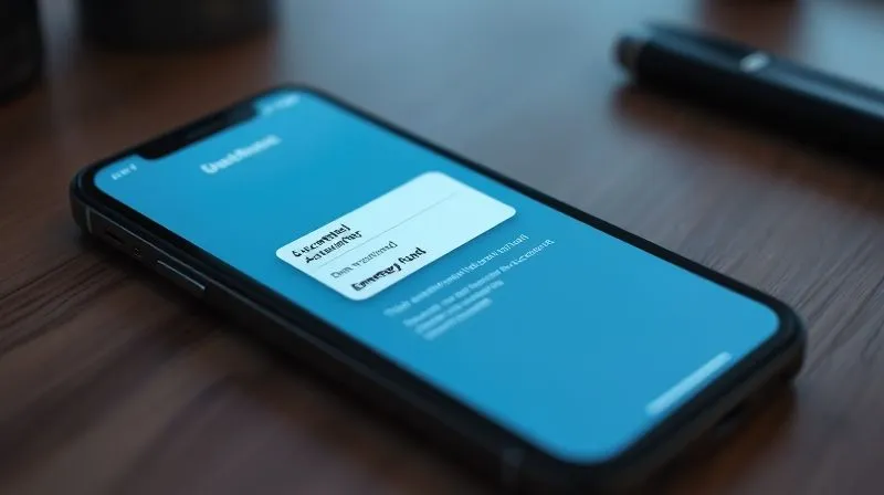 A photorealistic image of a smartphone screen displaying a banking app with a successful automated transfer notification from a checking account to a savings account, labeled 'Emergency Fund'. The background shows a blurred image of a freelancer's desk. Cinematic lighting, sharp focus on the phone screen, depth of field, 8K, professional photography, shot on a high-end DSLR.