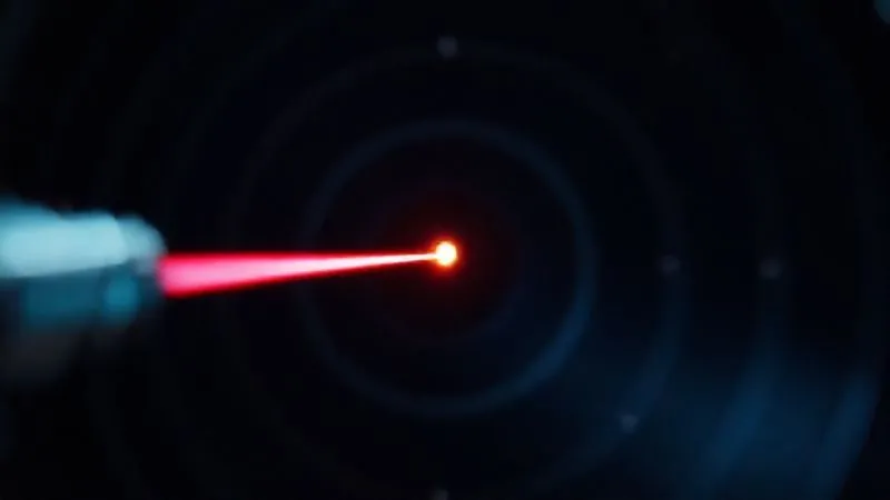A photorealistic image of a laser beam precisely hitting a small, glowing target at the center of a larger, blurred bullseye. The background is dark and futuristic, emphasizing precision and focus. 8K, cinematic lighting, sharp focus on the laser and target, depth of field, shot on high-end DSLR.