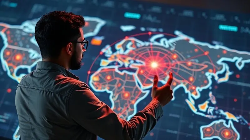 A photorealistic image of a freelancer charting a course on a holographic map, adjusting the trajectory based on real-time data visualizations of market trends and skill relevance. The atmosphere is determined and strategic, cinematic lighting, sharp focus, depth of field, shot on a high-end DSLR, 8K hyper-detailed.