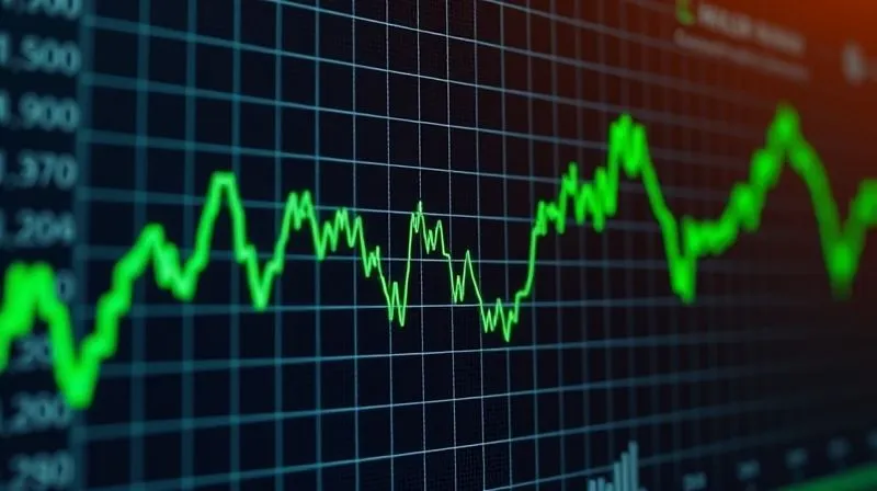 A photorealistic image of a digital graph showing the fluctuation of currency exchange rates, with a prominent green line indicating an optimal moment for exchange. Cinematic lighting, sharp focus, 8K hyper-detailed, professional photography.