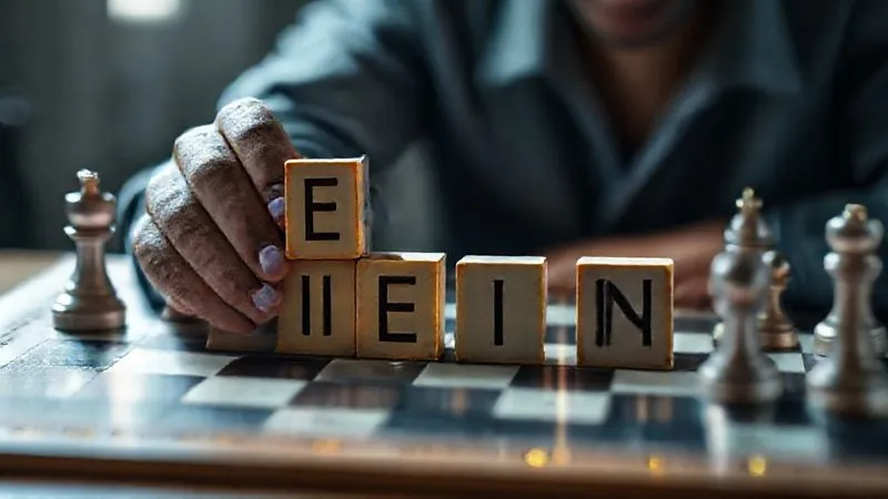 A photorealistic image of a freelancer strategically placing content blocks on a digital chessboard, with SEO keywords glowing subtly, representing a thoughtful content marketing strategy, cinematic lighting, sharp focus on the content, depth of field, 8K hyper-detailed.