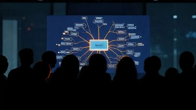 A photorealistic image of a diverse group of people, each represented by a glowing silhouette, connected by subtle lines to a central, analytical mind map on a digital screen. The screen shows keywords related to demographics, pain points, and desires. Cinematic lighting, sharp focus on the mind map, depth of field blurring the background, 8K hyper-detailed, shot on a high-end DSLR.