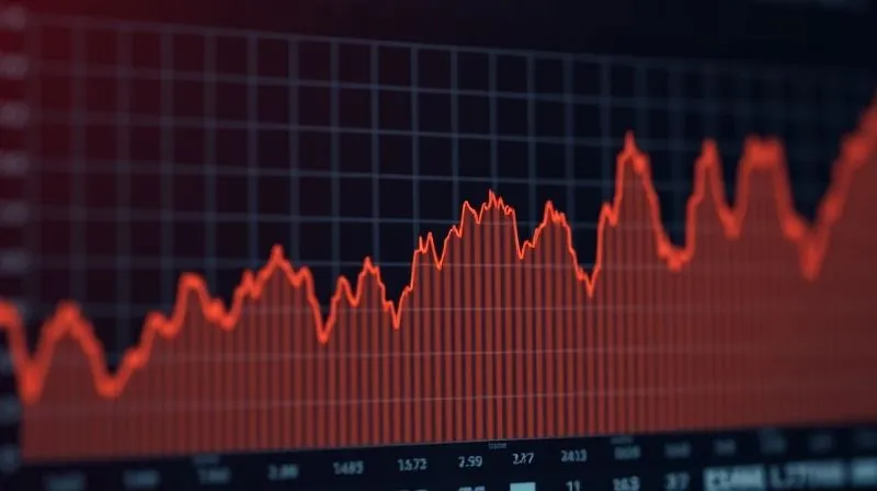 A photorealistic image of a line graph showing a fluctuating stock market, with consistent, evenly spaced vertical lines representing regular investments. The lines intersect the graph at various points, illustrating the dollar-cost averaging strategy. Cinematic lighting, sharp focus, depth of field, 8K hyper-detailed, shot on a high-end DSLR, professional photography.