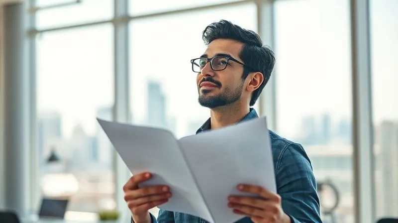 A photorealistic, professional photography image of a freelancer looking confidently towards a bright, open future, with a successful project proposal document in hand. The setting is an airy, modern office with soft, cinematic lighting streaming through large windows. Sharp focus on the freelancer's determined and optimistic expression, with a slight depth of field blurring the distant city skyline. 8K hyper-detailed, shot on a high-end DSLR, conveying success, empowerment, and a clear path forward. This image symbolizes the positive outcome of effective negotiation and strategic planning for a freelancer's career growth.