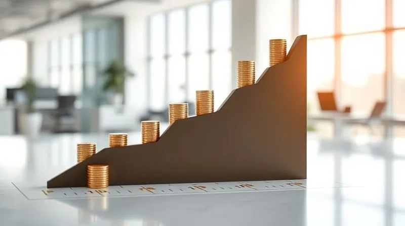 A photorealistic image of a financial chart showing a steady upward trend over a long period, despite minor fluctuations. Superimposed on the chart are abstract representations of small, consistent deposits (coins or money symbols) being added at irregular intervals, gradually contributing to the overall growth. The background is a clean, modern financial office with natural light. Cinematic lighting, sharp focus on the chart, with a subtle depth of field. 8K hyper-detailed, professional photography, shot on a high-end DSLR.