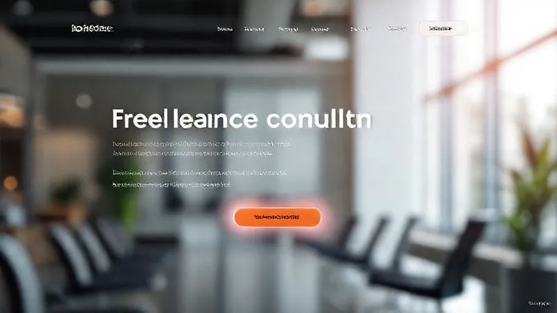 A photorealistic, sleek user interface design of a high-converting landing page for a freelance consultant, featuring a prominent call-to-action button, clear headline, testimonial section, and an engaging hero image. The layout is clean and minimalist, with a subtle glow around the CTA. Cinematic lighting, sharp focus on the UI elements, depth of field blurring a modern office background, 8K hyper-detailed, professional photography, shot on a high-end DSLR.