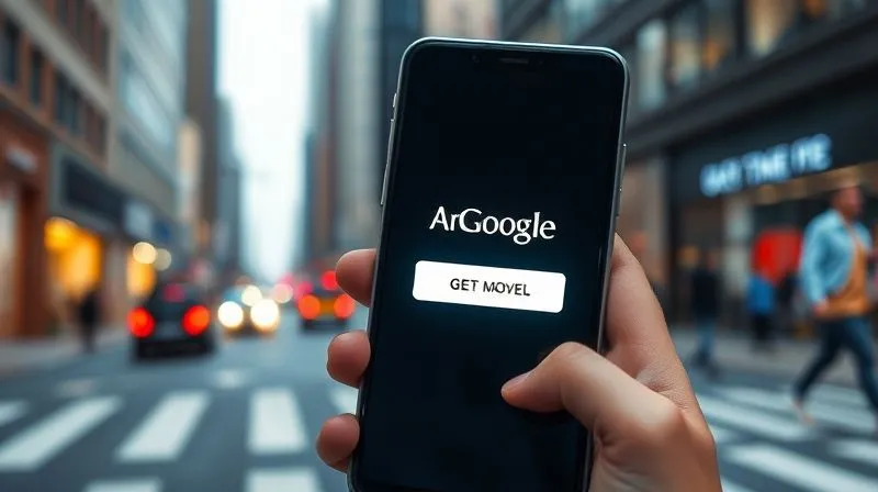 A photorealistic, professional photography, 8K image of a beautifully designed, clean, and compelling Google Ad creative displayed on a smartphone screen, with a clear call to action button glowing subtly. Cinematic lighting highlights the ad's text and message, sharp focus, depth of field blurring the background of a busy city street, shot on a high-end DSLR.