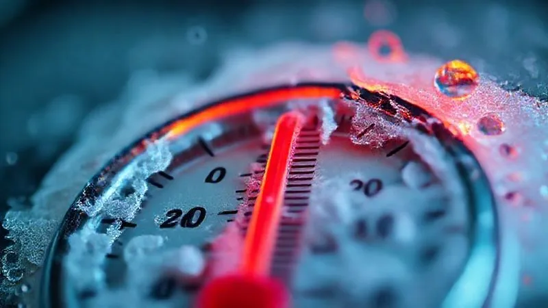 A photorealistic image of a thermometer showing a dramatic drop from 'hot' to 'cold' with email icons freezing around it, cinematic lighting, sharp focus, 8K hyper-detailed, professional photography, depth of field.
