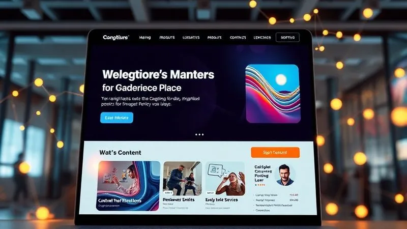 A photorealistic image of a vibrant, well-designed website homepage displaying engaging content and clear navigation, with subtle glowing lines connecting it to external sources, cinematic lighting, sharp focus, depth of field, 8K, shot on a high-end DSLR.