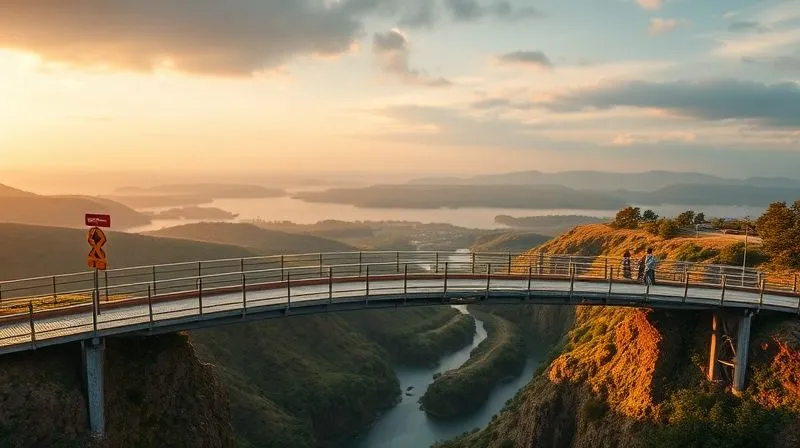 A photorealistic image of a bridge seamlessly connecting two distinct landscapes: one representing 'User Experience' with clear paths and friendly signposts, and the other 'SEO' with data streams and ranking graphs. Cinematic lighting, sharp focus on the connection point, depth of field blurring the background, 8K, professional photography, shot on a high-end DSLR.