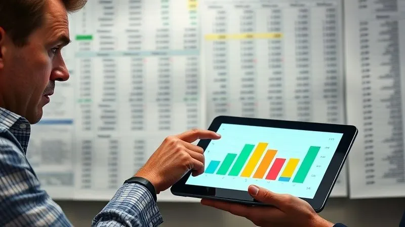 A photorealistic image of a confused business client looking at a complex, messy spreadsheet filled with numbers, while a calm, professional freelancer points to a simplified, clear bar chart on a tablet, illustrating a positive trend. Cinematic lighting, sharp focus on the tablet and client's expression of understanding. 8K hyper-detailed, professional photography, shot on a high-end DSLR.