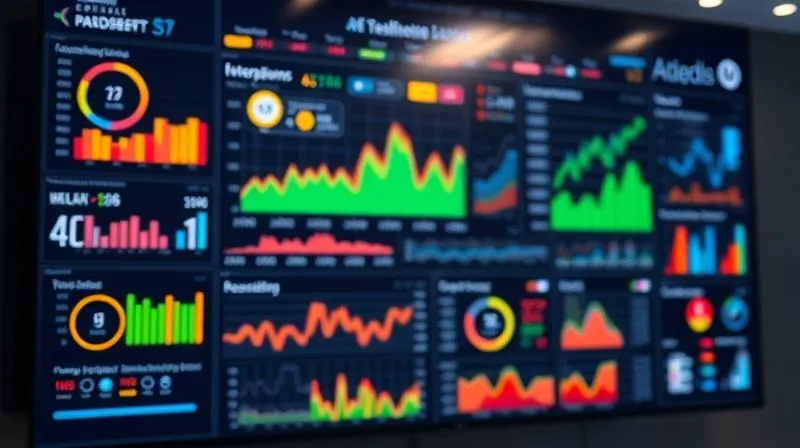 A complex, vibrant data visualization dashboard displayed on a large screen, showing various metrics and correlations. The dashboard features interactive charts, graphs, and heatmaps, with a clean, modern UI. The overall impression is one of clarity and insight derived from complex data. Cinematic lighting, sharp focus on the screen, depth of field blurring the background slightly, 8K hyper-detailed.