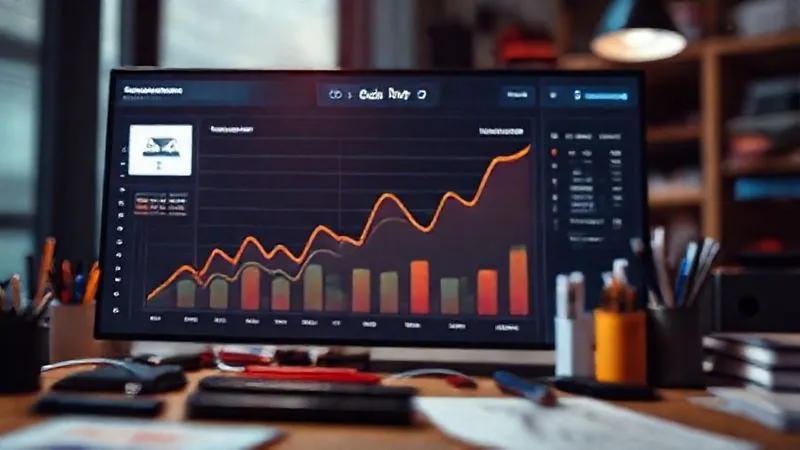 A photorealistic image of a digital marketing dashboard showing an upward trend in email sign-ups and social media engagement, with 'Launch Day' highlighted on a calendar in the background. Cinematic lighting, sharp focus on the dashboard, depth of field blurring a busy but organized desk, 8K hyper-detailed, shot on a high-end DSLR.