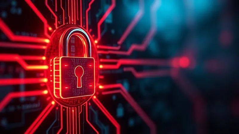 A photorealistic image showing a digital lock being breached by abstract, glowing red lines, symbolizing cyber threats penetrating a secure system. Cinematic lighting, 8K, sharp focus, depth of field.
