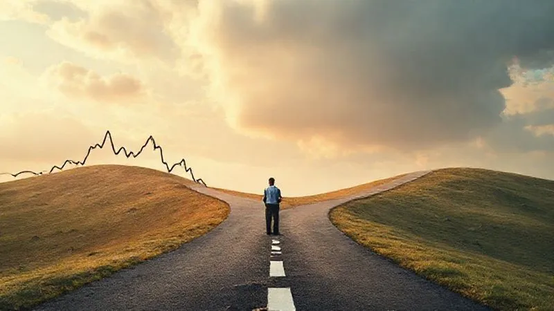A photorealistic image depicting two paths: one a chaotic, jagged line representing unstable cash flow, and the other a smooth, gently rising curve representing stable cash flow. A consultant stands at a crossroads, looking towards the stable path with determination. Cinematic lighting, sharp focus, depth of field. 8K hyper-detailed, shot on a high-end DSLR.