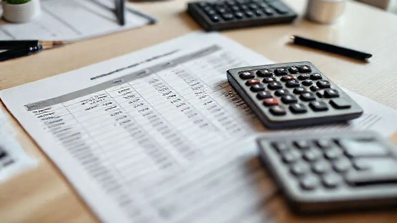 A photorealistic image of a detailed financial spreadsheet showing project costs, revenue, and profit margins, with a calculator and a pen on a clean, organized desk. Cinematic lighting, sharp focus on the spreadsheet data, depth of field blurring the background, professional photography, 8K hyper-detailed, shot on a high-end DSLR.