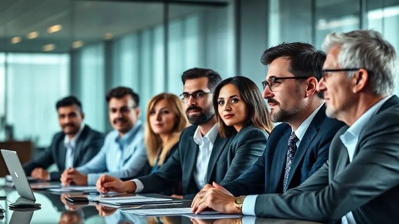 A photorealistic, professional photography of a diverse group of business executives in a modern, well-lit boardroom, engaged in a strategic discussion, looking thoughtful and discerning. Cinematic lighting, sharp focus on their expressions, depth of field blurring the background, 8K hyper-detailed, shot on a high-end DSLR.