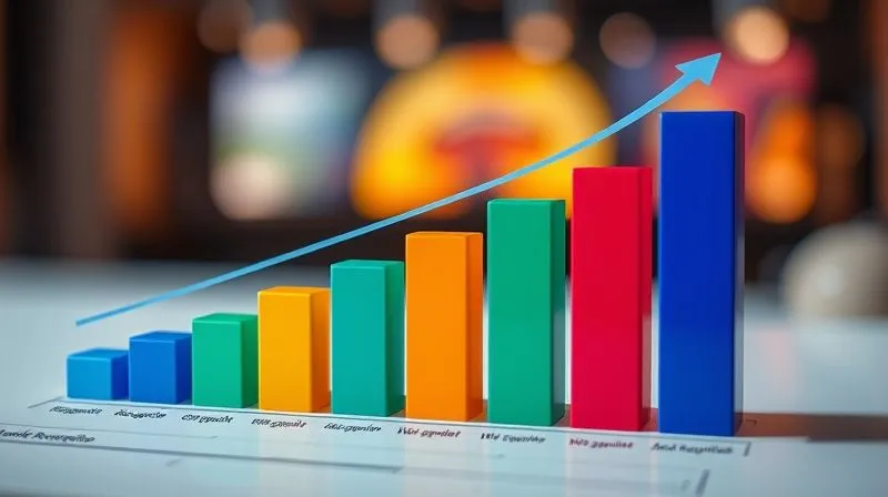 Photorealistic, professional photography, 8K, cinematic lighting, sharp focus, depth of field, shot on a high-end DSLR. A vibrant, modern bar chart showing 'Brand Recognition Growth' with a clear upward trend, juxtaposed with a faded, generic bar chart showing 'Generic Brand Recognition'. The focus is on the contrast and the positive growth of a strong brand identity.