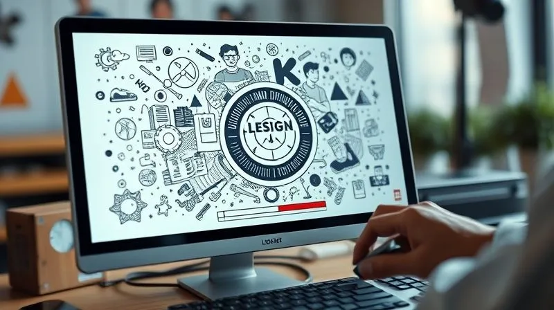A photorealistic image of a complex vector illustration on a computer screen, with a visible loading spinner or progress bar overlaid, depicting the struggle of heavy files. The scene is set in a modern design studio, with cinematic lighting highlighting the screen and a frustrated designer's hand resting on the mouse. 8K hyper-detailed, sharp focus on the screen, depth of field blurring the background, shot on a high-end DSLR.
