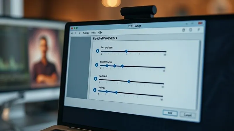 A photorealistic close-up of a computer screen showing the Adobe Photoshop Preferences window, specifically the 'Performance' tab, with sliders and dropdowns highlighted. The background is a blurred, professional design workspace. Cinematic lighting, sharp focus, depth of field, 8K, professional photography, shot on a high-end DSLR.