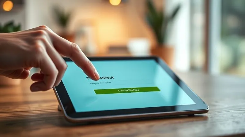 A photorealistic, professional photography of a seamless, modern e-commerce checkout process on a tablet, with a finger about to tap 'Confirm Purchase'. The background is softly blurred, showing a cozy home office setting. Cinematic lighting, sharp focus, 8K hyper-detailed, shot on a high-end DSLR, emphasizing ease and efficiency.
