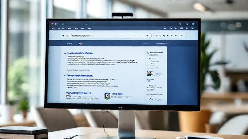 A photorealistic image of a search engine results page (SERP) on a monitor, with a prominent, high-ranking result highlighted for a niche service. The surrounding office environment is modern and professional, with soft, natural light. Sharp focus on the SERP, depth of field blurring the background. 8K hyper-detailed, professional photography, shot on a high-end DSLR.