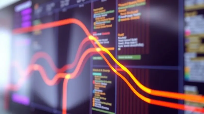A photorealistic, abstract representation of 'flow' in a digital context. Smooth, glowing lines of data moving seamlessly from one column to another on a stylized, minimalist Kanban board. The colors are vibrant but harmonious, suggesting efficiency and continuous motion. The background is a soft, blurred light source. professional photography, 8K, cinematic lighting, sharp focus, depth of field, shot on a high-end DSLR