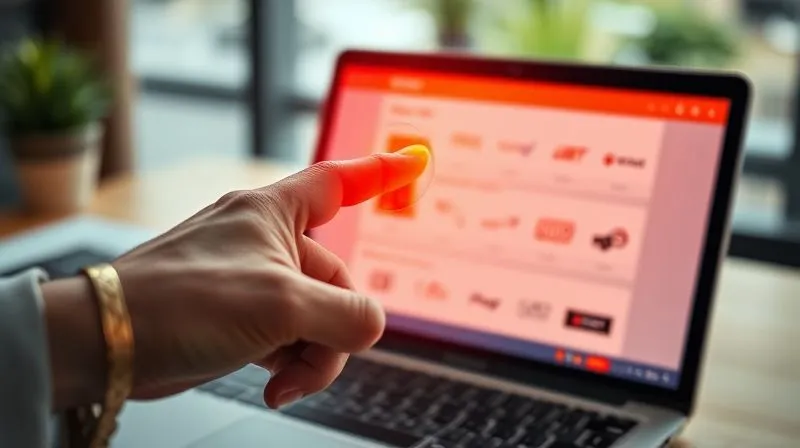 Photorealistic, professional photography, 8K, cinematic lighting, sharp focus, depth of field, shot on a high-end DSLR. A person's hand pointing at a glowing red section on a digital heatmap overlaid on an e-commerce checkout page, indicating a high drop-off point. The background is a blurred office environment with a laptop.