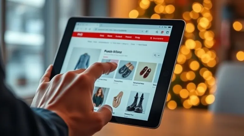 Photorealistic, professional photography, 8K, cinematic lighting, sharp focus, depth of field, shot on a high-end DSLR. A user's hand smoothly navigating a clean, modern e-commerce website on a tablet, with product recommendations prominently displayed. The screen reflects a warm, inviting glow, suggesting a positive user experience.