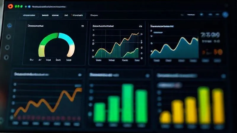 A photorealistic image of a dashboard displaying various data visualizations related to team engagement and productivity. The graphs show upward trends in key metrics like freelancer retention, communication engagement, and project completion rates. The interface is clean and modern, with a professional aesthetic. Professional photography, 8K, cinematic lighting, sharp focus on the data, depth of field blurring the background, shot on a high-end DSLR.